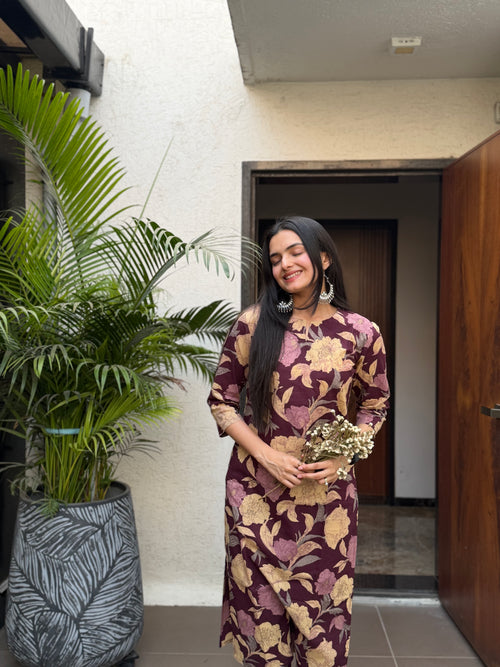 Floral print kurti set