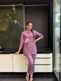 Purplish white applique Co ord set