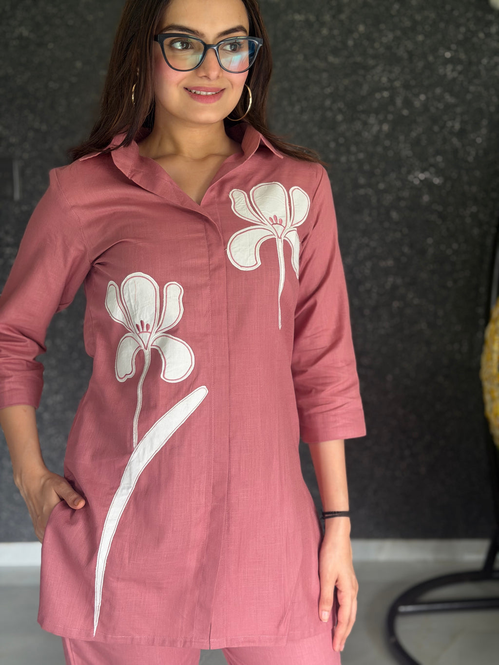 Peach ivory applique co-rds